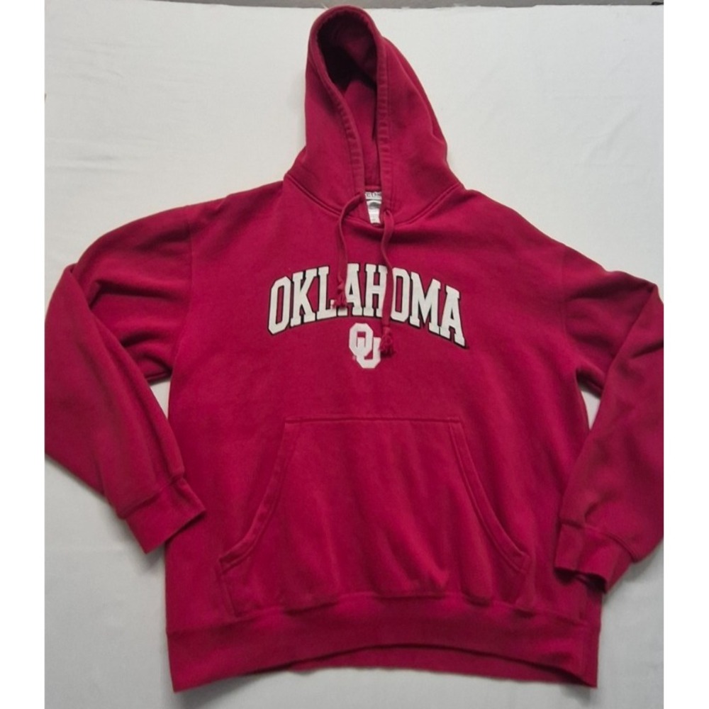 Oklahoma Sooners men's red front pocket‎ hoodie sweatshirt LG game day Logo